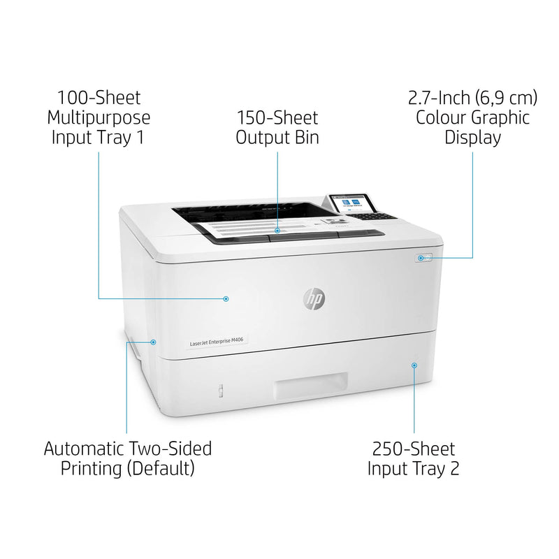 HP LaserJet Enterprise M406dn Monochrome Printer 3PZ15A