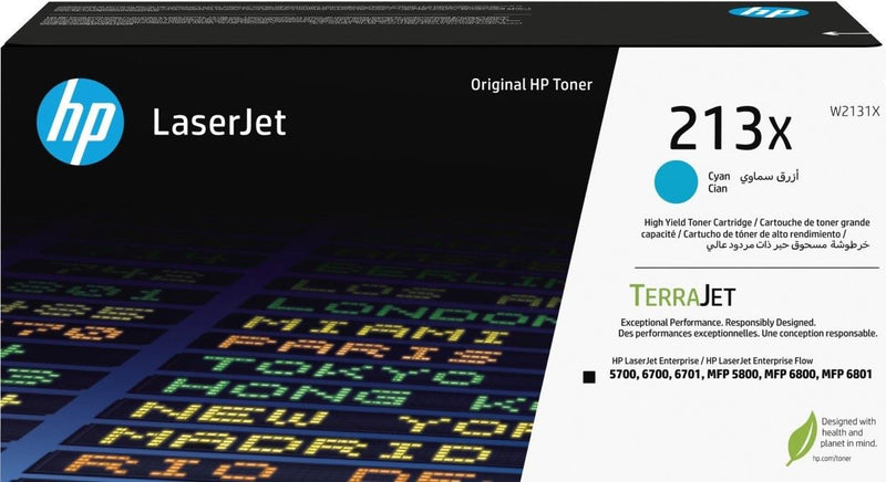 HP 213X High Yield Cyan Original LaserJet Toner Cartridge W2131X