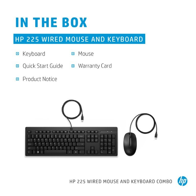 HP 225 Wired Mouse and Keyboard Combo 286J4AA