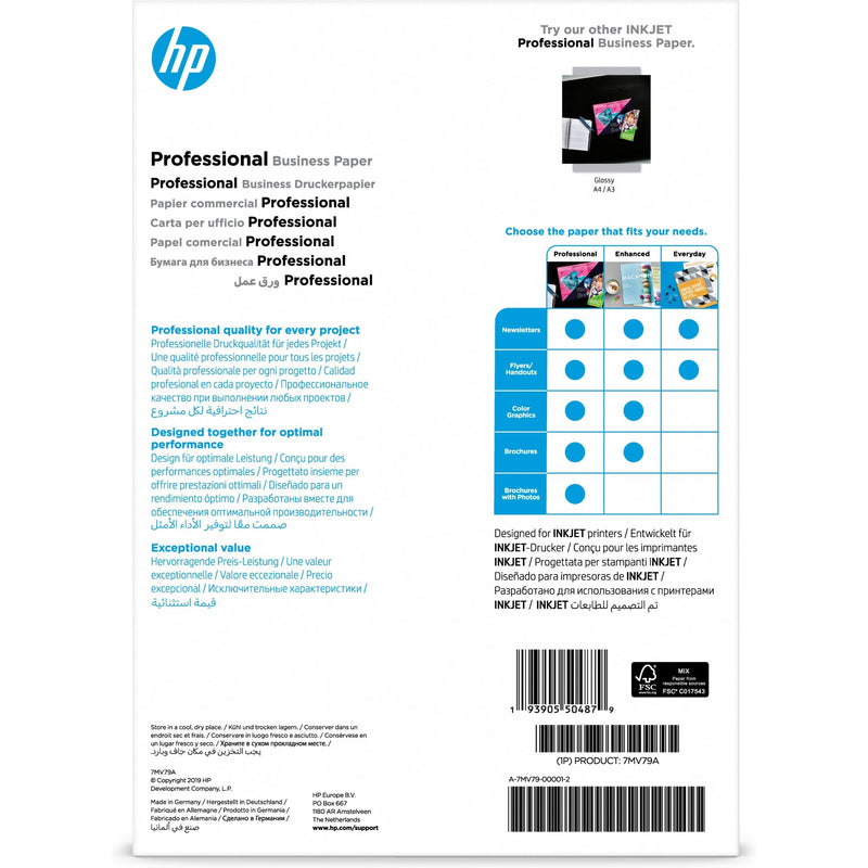 HP A4 180gsm Inkjet and PageWide Professional Business Paper 7MV79A