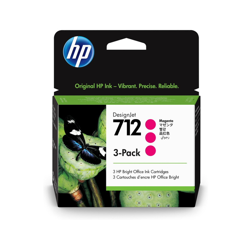 HP 712 29ml Magenta DesignJet Original Ink Cartridge - 3 Pack 3ED78A