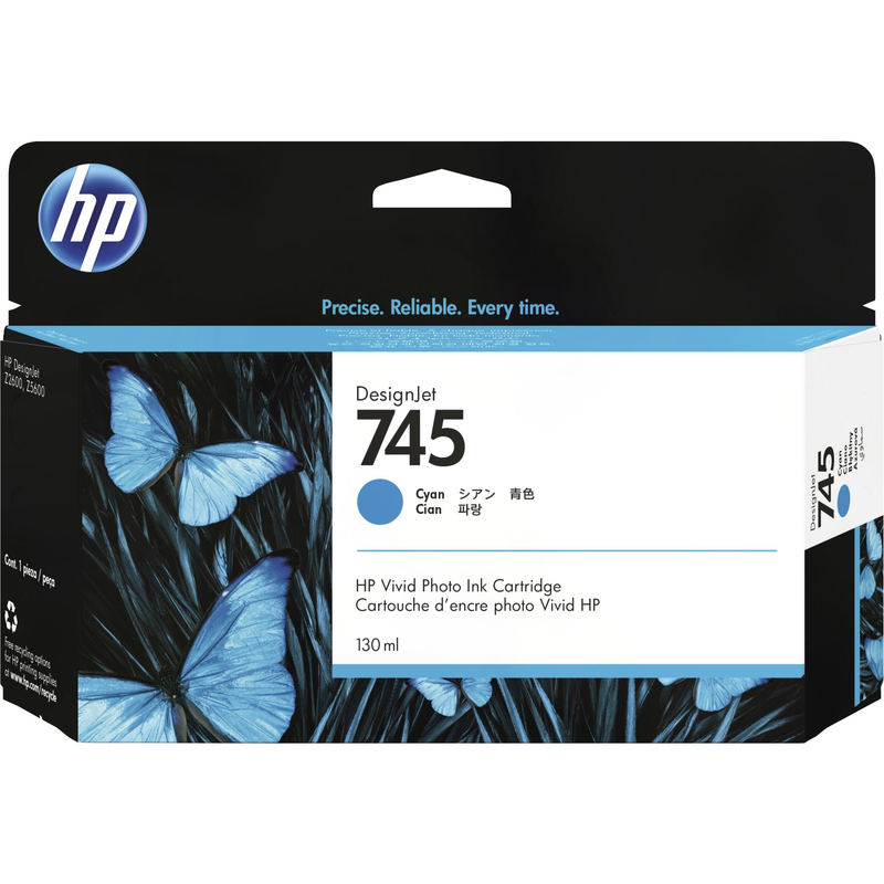 HP 745 130-ml DesignJet Cyan Ink Cartridge F9J97A