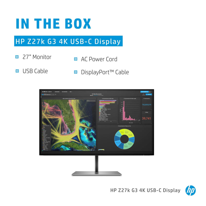 HP Z27k G3 27' 4K UHD 5ms USB-C Display Monitor 1B9T0AA