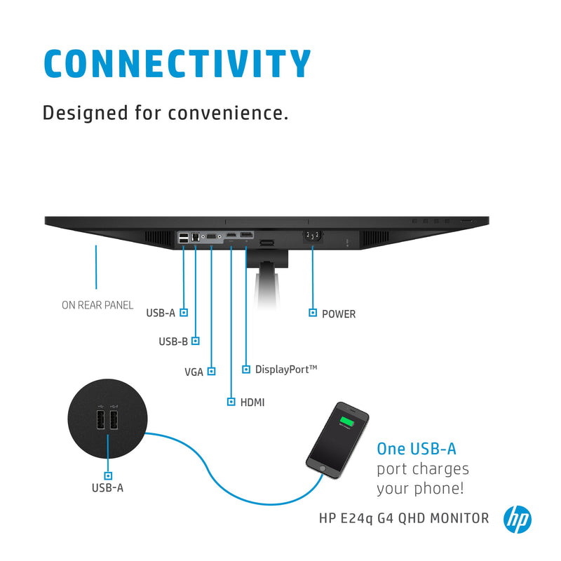 HP E24q G4 23.8' QHD 4ms Monitor 9VG12AA