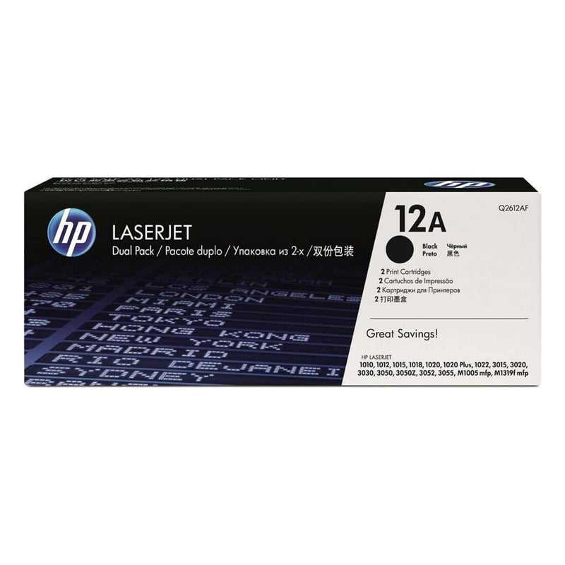 HP 12A Original LaserJet Toner Cartridges - 2-pack Black Q2612AF